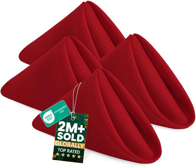 Utopia Home [24 Pack, Red] Cloth Napkins 17x17 Inches, 100% Polyester Hemmed Edges, Washable and Reusable Ideal for Parties, Weddings and Dinners - Image 1